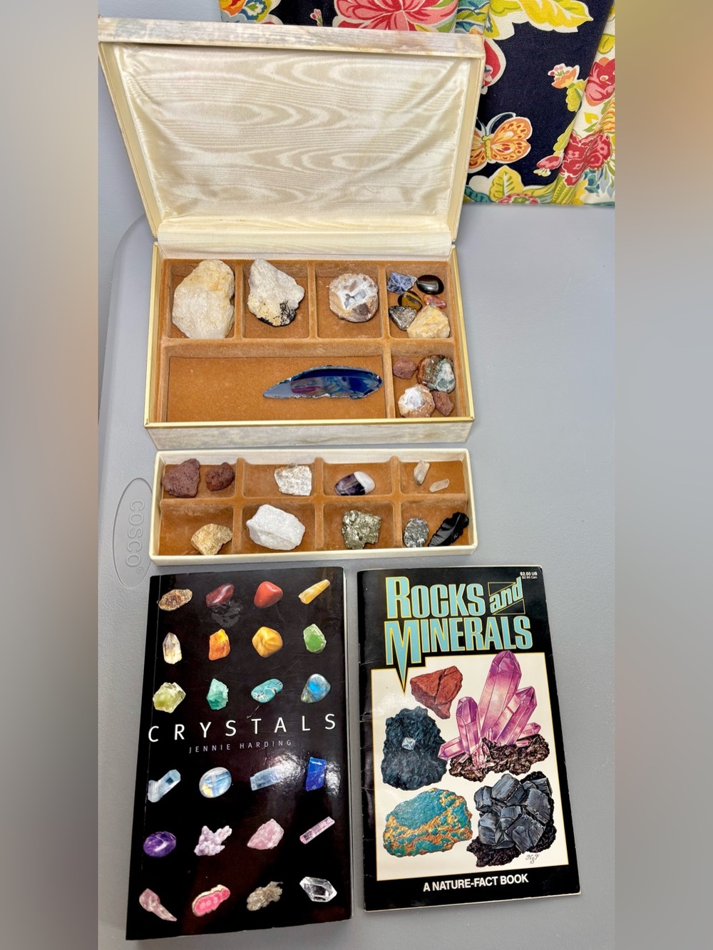 Vintage Lot of Rocks Minerals Crystals Classroom Collection & Books